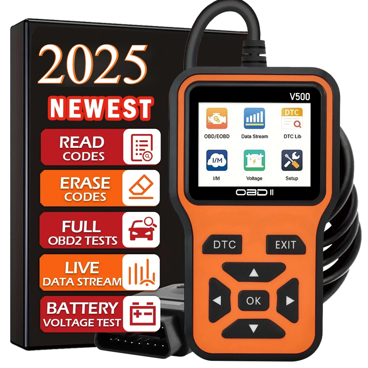 Car OBDII Diagnostic Scanner Code Reader Engine Fault Code Reader Scanner Can Diagnose Scan Tool For All OBD II Protocol Cars