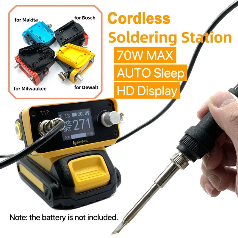 For Makita/Milwaukee/Bosch Battery Electric Solder PTS300D T12 Cordless Soldering Iron Station For Dewalt 20V Max Li-ion Battery