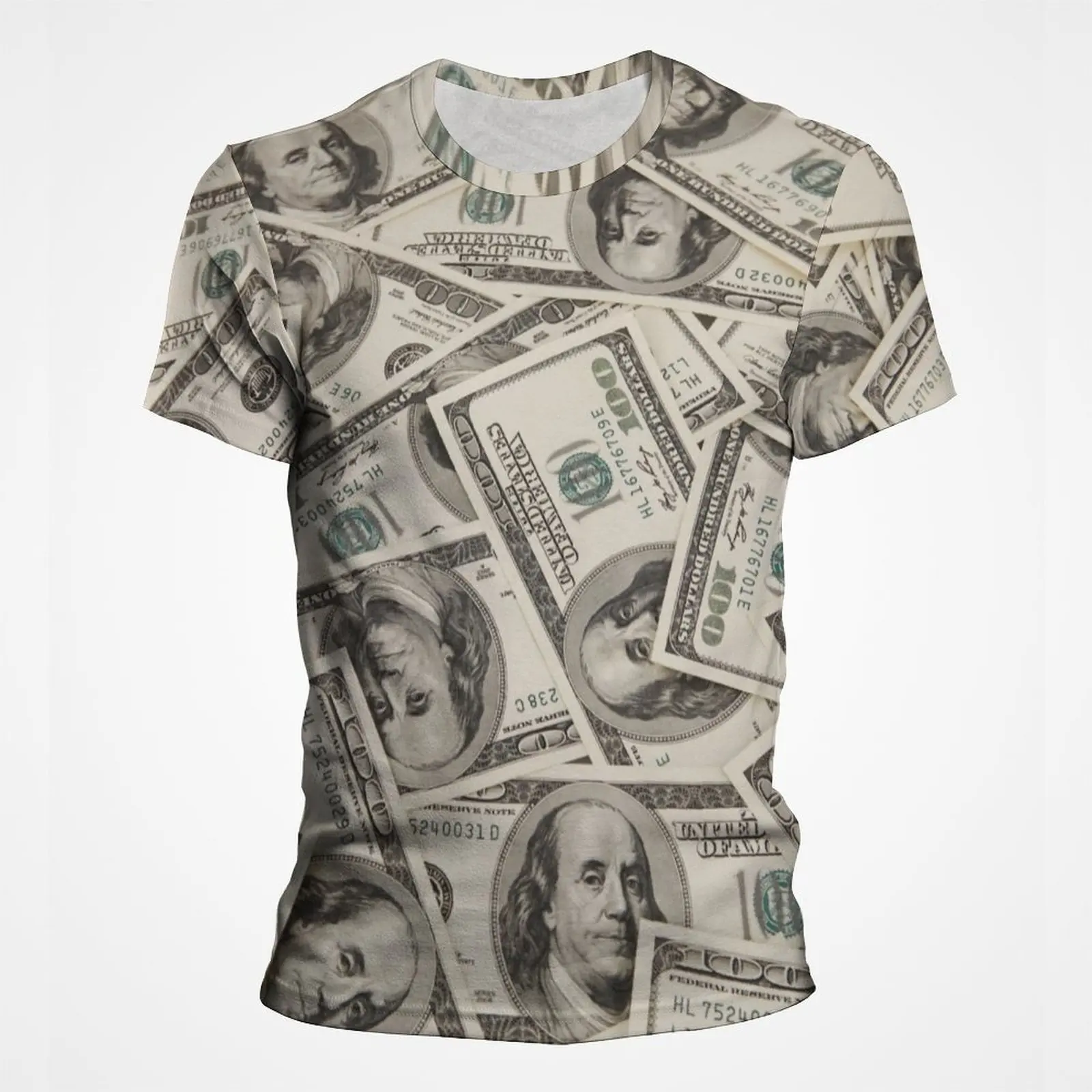 3D Print USD U.S. Dollar Dollar Bills Money T Shirt For Men Short Sleeve Streetwear Graphic Tee Shirts Men\'s Hip Hop Tee Tops