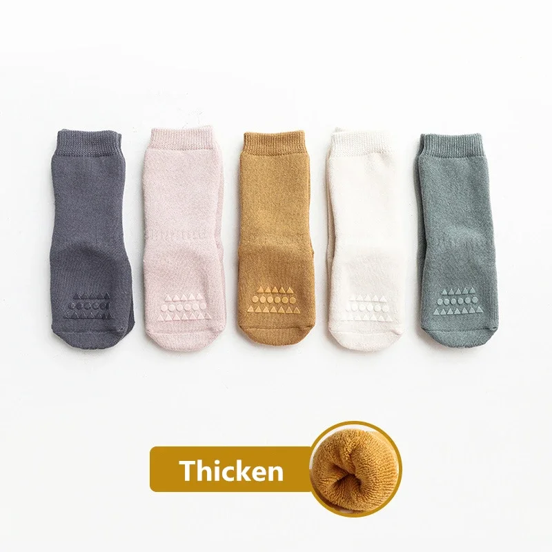 Thicken Autumn Winter Baby Boys Girls Socks Rubber Slip-resistant Floor Socks Infant Kids Knee High Socks Baby Warm Home Shoes