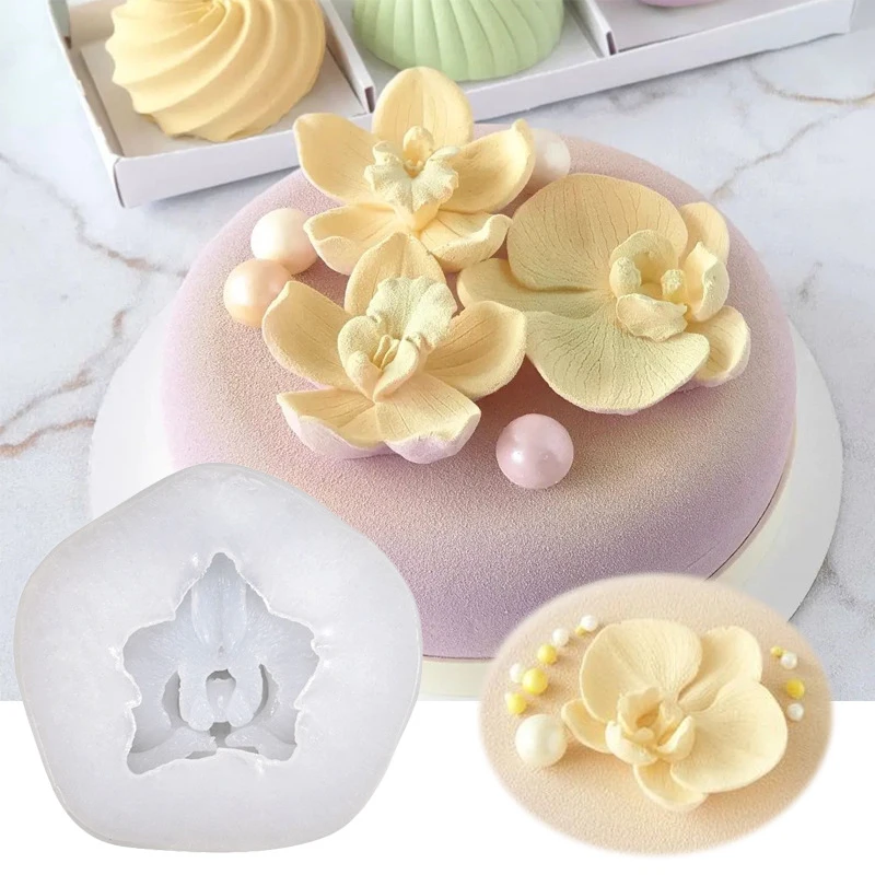 Butterfly Orchid Shape Silicone Mold DIY 3D Soap Candle Mold Cake Cupcake Fondant Jelly Candy Chocolate Decoration Baking Mould