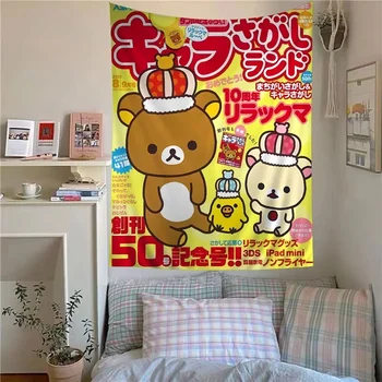 Japonya Anime sevimli karikatür Rilakkuma asılı Bohemian goblen Bohemian duvar halıları Mandala Kawaii odası dekor