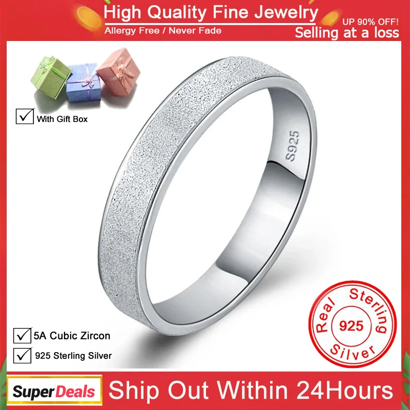 YHAMNI With Credentials Silvery Frosted Rings for Women Men Wedding Band Personalise High Quality Jewelry Never Fade