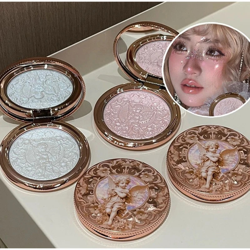 Y2k Angel Relief High Gloss Face Naturally Brightening Water Gloss Repair Plate Exquisite Clock Matte Soft Fog Clear Powder New