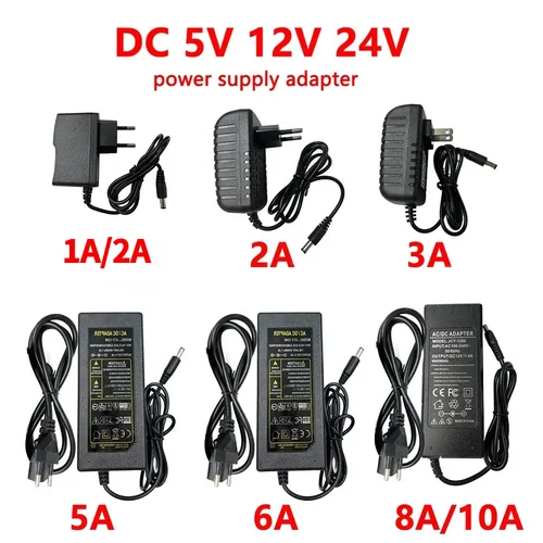 Adaptador de fuente de alimentación DC 5V 6V 8V 9V 10V 12V 13V 14V 15V 24V adaptador Universal 1A 2A 3A 5A 6A 8A 10A UE EE. UU. para controlador LED