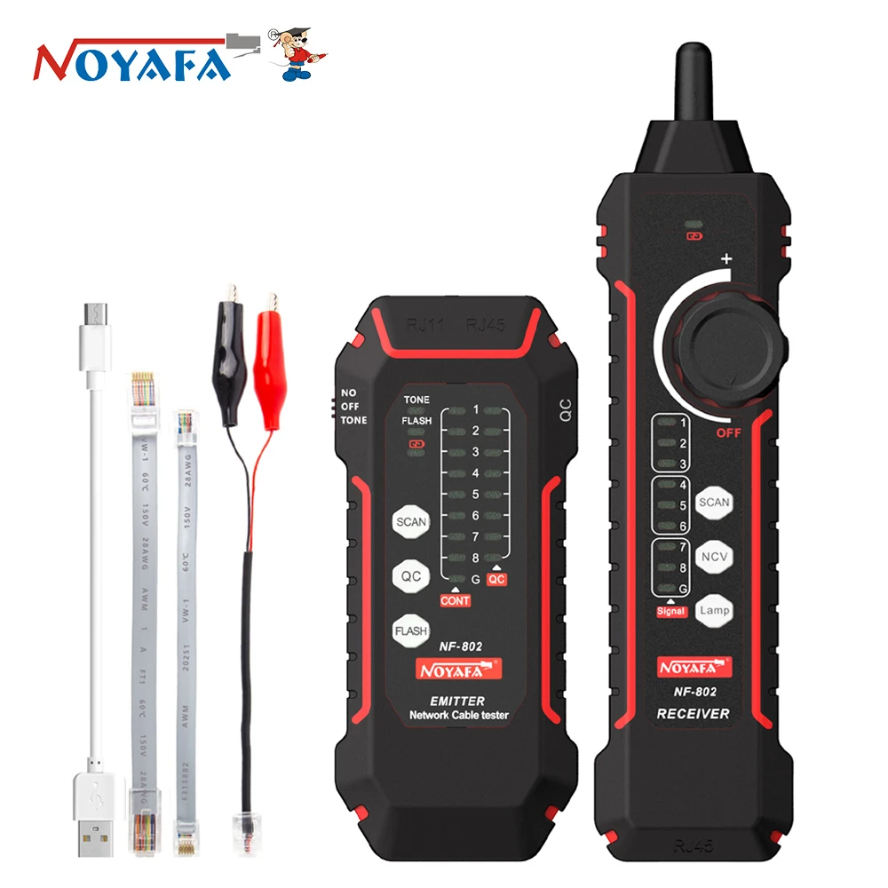 NOYAFA Network Cable Tester NF-802 Cable Tracker Anti-Interference Poe Checker LCD Display Cable Tester RJ11 RJ45 Network Tools