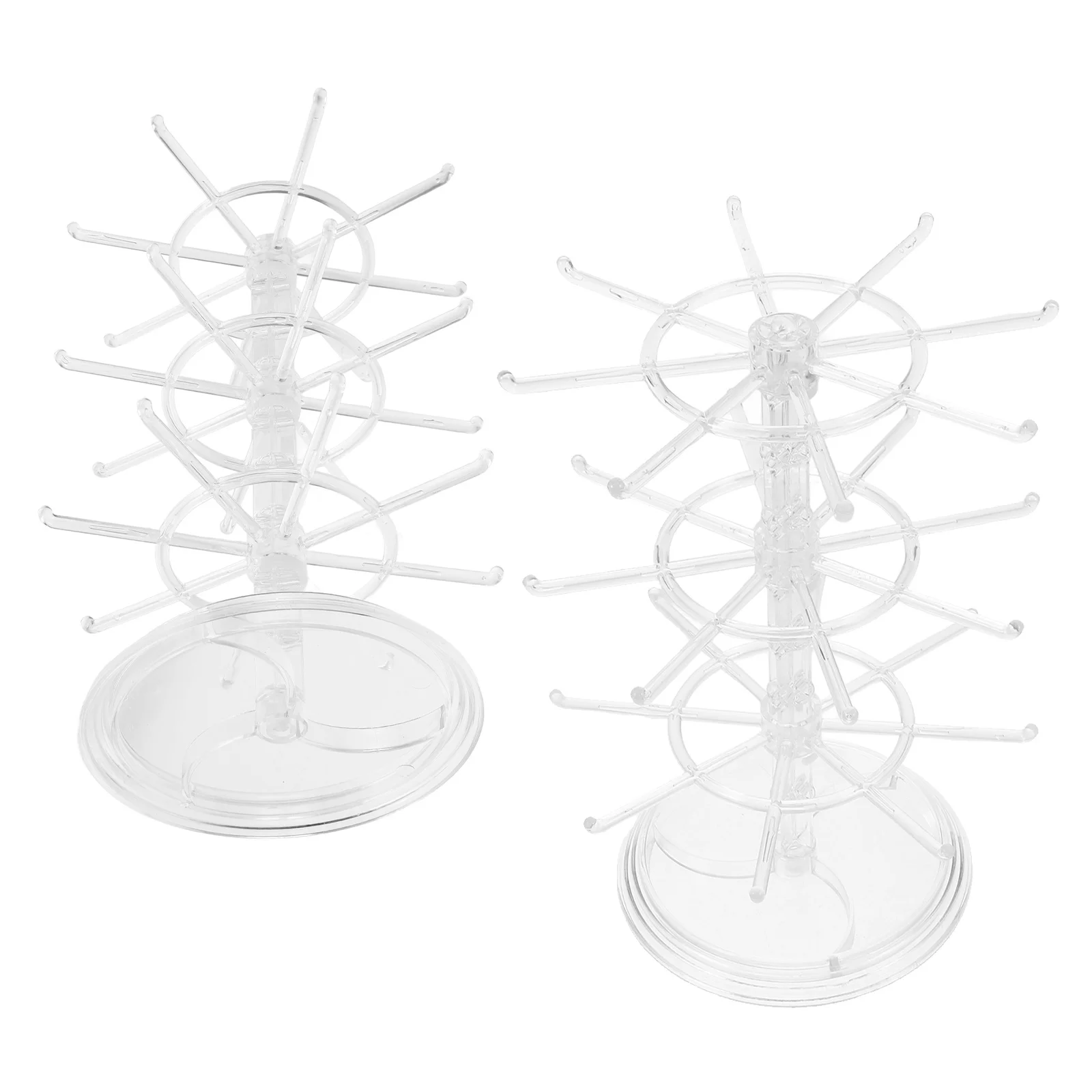 

2Pcs Multi-Layer Rotating Jewelry Stand Clear 3 Tier Tower for Earring Necklace Bracelet Storage Compact Desktop Organizer