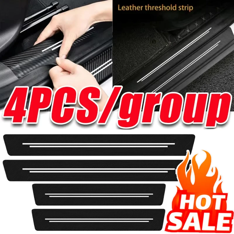 

Imitation Carbon Fiber Leather Threshold Protection Strip Door Anti-scratch Anti-treading Decorative Stickers Car Stickers