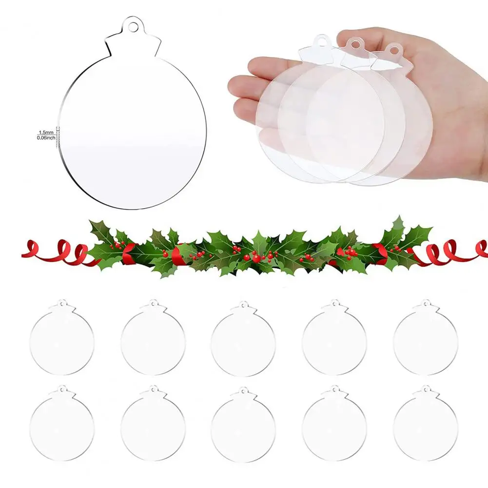 Hanging Christmas Charms Diy Christmas Tree Decorations Christmas Tree Sublimation Blanks 26 Transparent for Sublimation