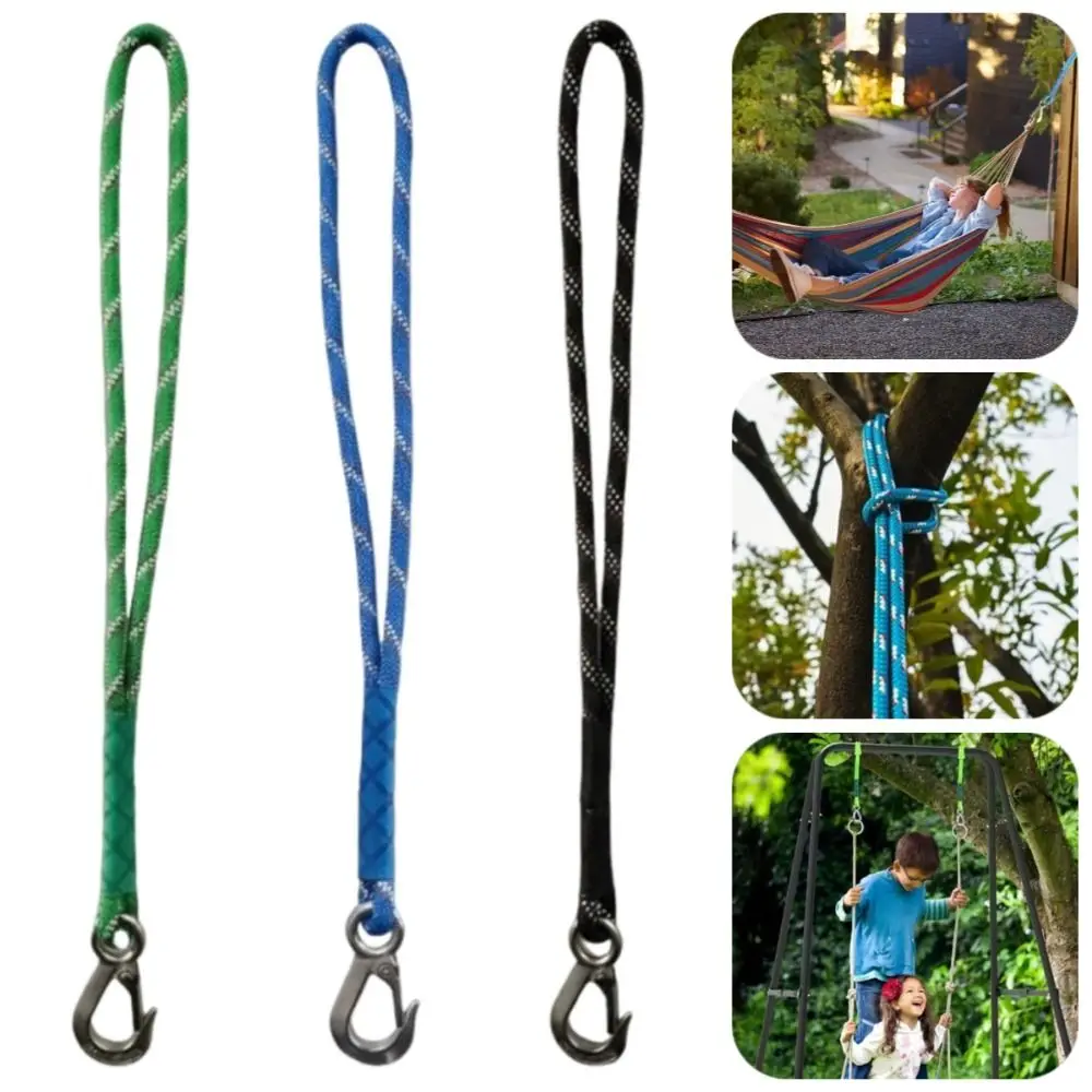 50/100/150cm Swing Hanging Rope with Stainless Steel Hook Large Load-bearing Heavy Duty Polyester Sling Durable Wear-resistant