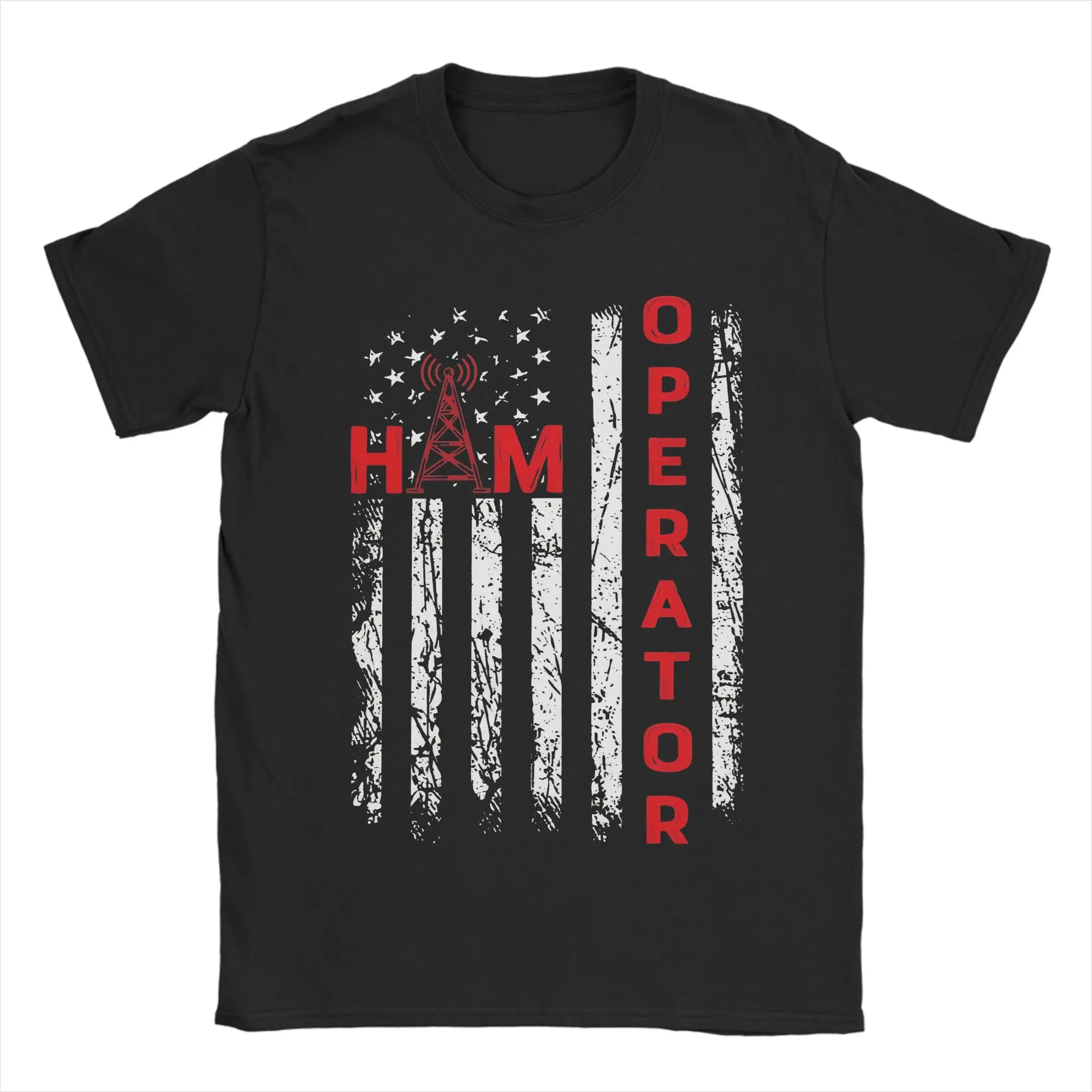 Men Women's USA Flag Ham Radio Amateur Radio Operator T Shirt  Pure Cotton Clothes Vintage Round Collar Tees Summer T-Shirt