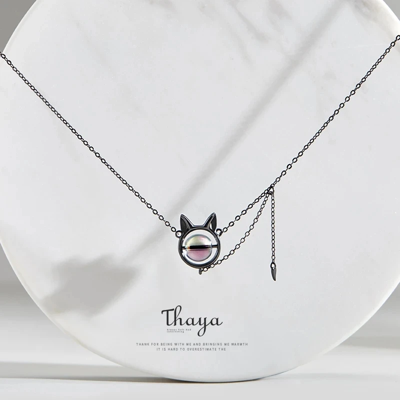 

Thaya Cat Design Pendant Necklace S925 Sterling Silver Necklace Fashion Crystal Chorker for Women Vintage Fine Jewelry for Party