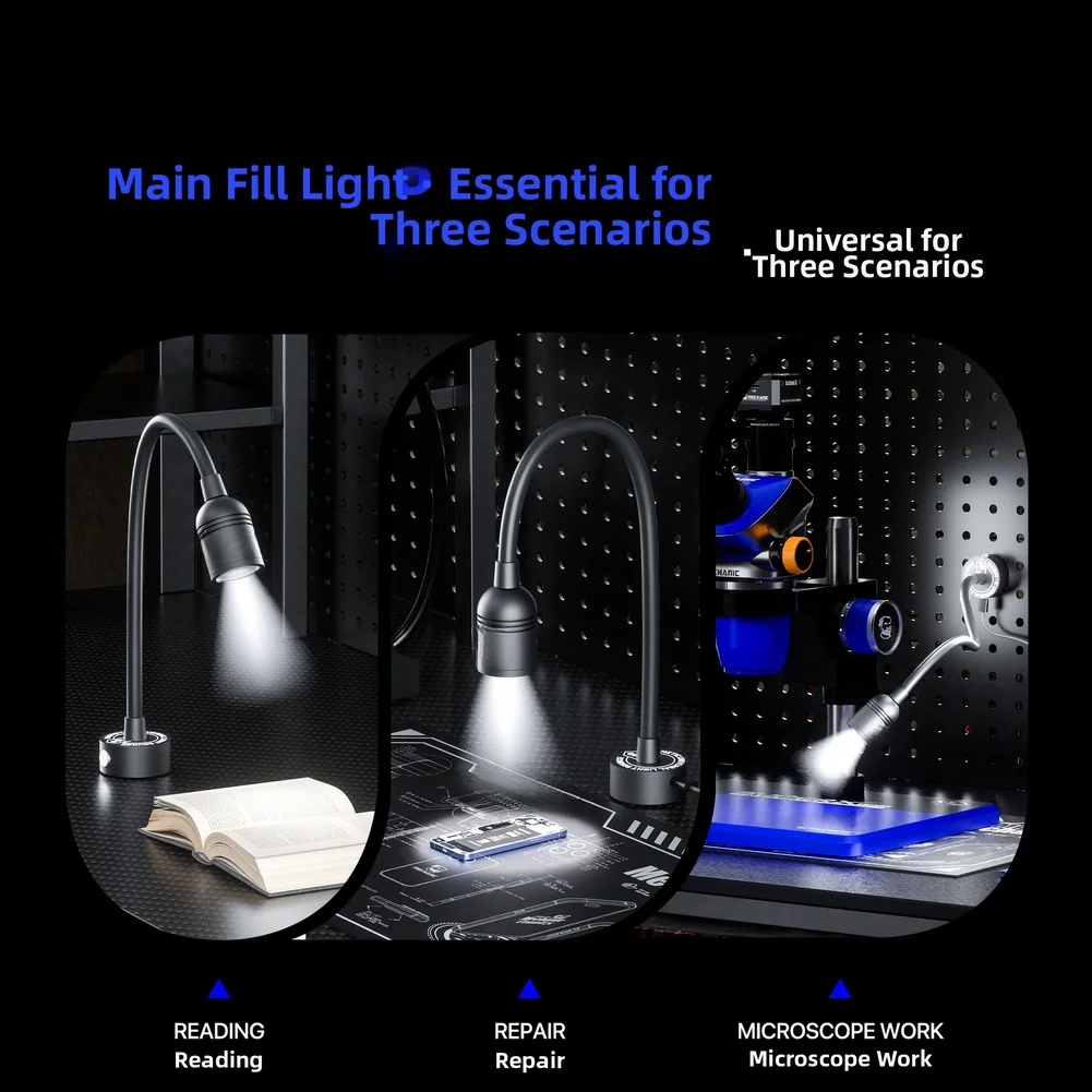 For Night Work Microscope Light Flexible Work Lamp Black Aviation Aluminum Body Heat Dissipation Design 5W LED Bulb