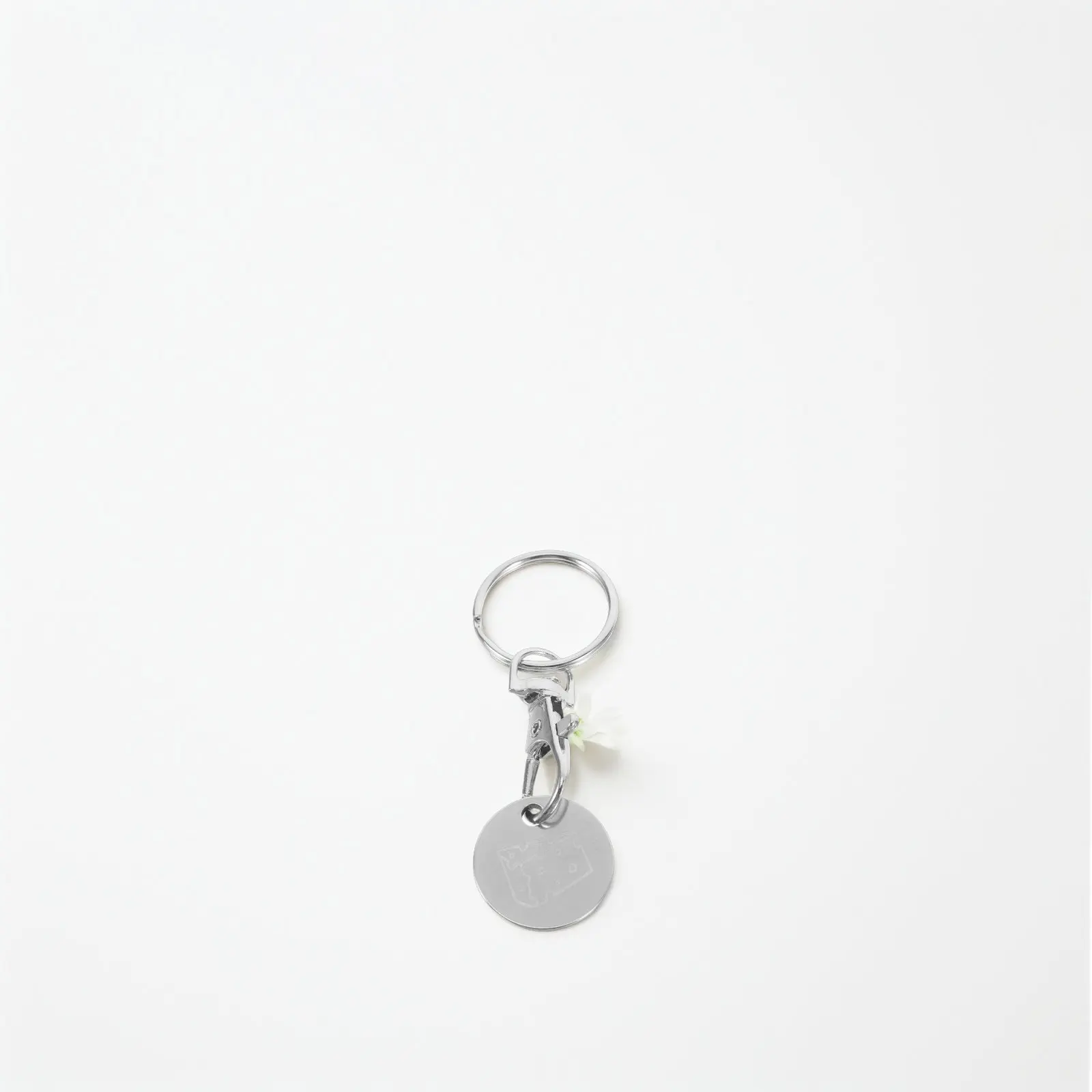 4 pcs Supermarket Tokens Stainless Steel Shopping Cart Silver Key Trolley Tokens Keyring Chain Ring Practical Portable
