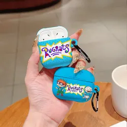 Cartoon R-Rugrats Shockproof Protective Glossy HD Hard PC Earphone Cover Case For AirPods 1 2 3 4 Pro Pro2 with Metal Hook