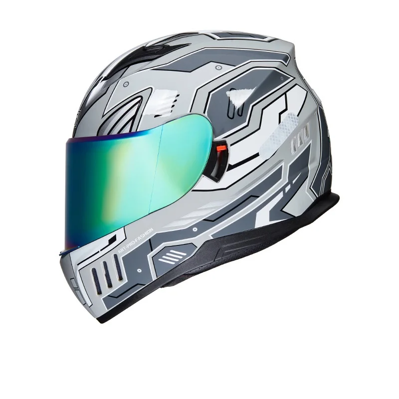 Capacete de moto integral com lentes coloridas, capacete antiqueda, segurança motorcross, moda, 4 estações