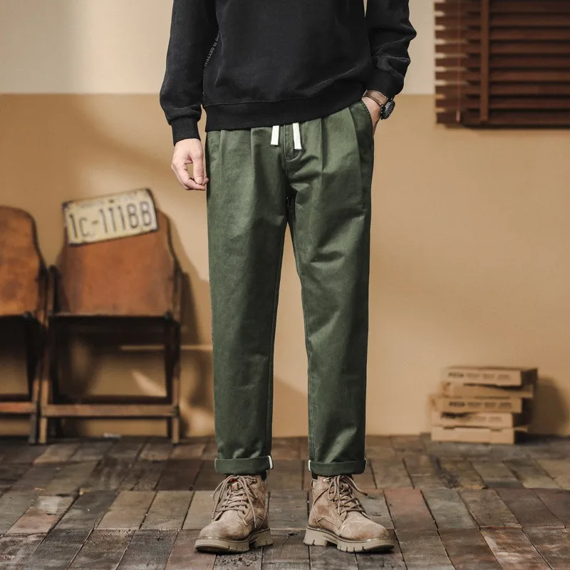 2024 autumn new Japanese loose lace-up casual cargo pants men's Haren pants