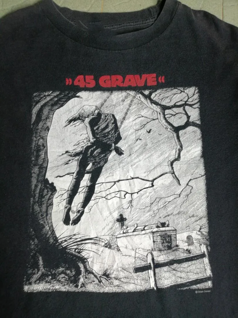 New Popular 45 Grave Band Black T-Shirt Cotton Full Size S-5XL