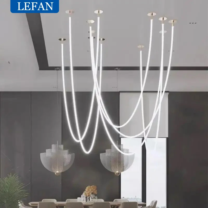 Moderna lampada a sospensione nordica a LED di grandi dimensioni lampadario lungo soggiorno astuccio per scale Lobby Villa Project lampada a