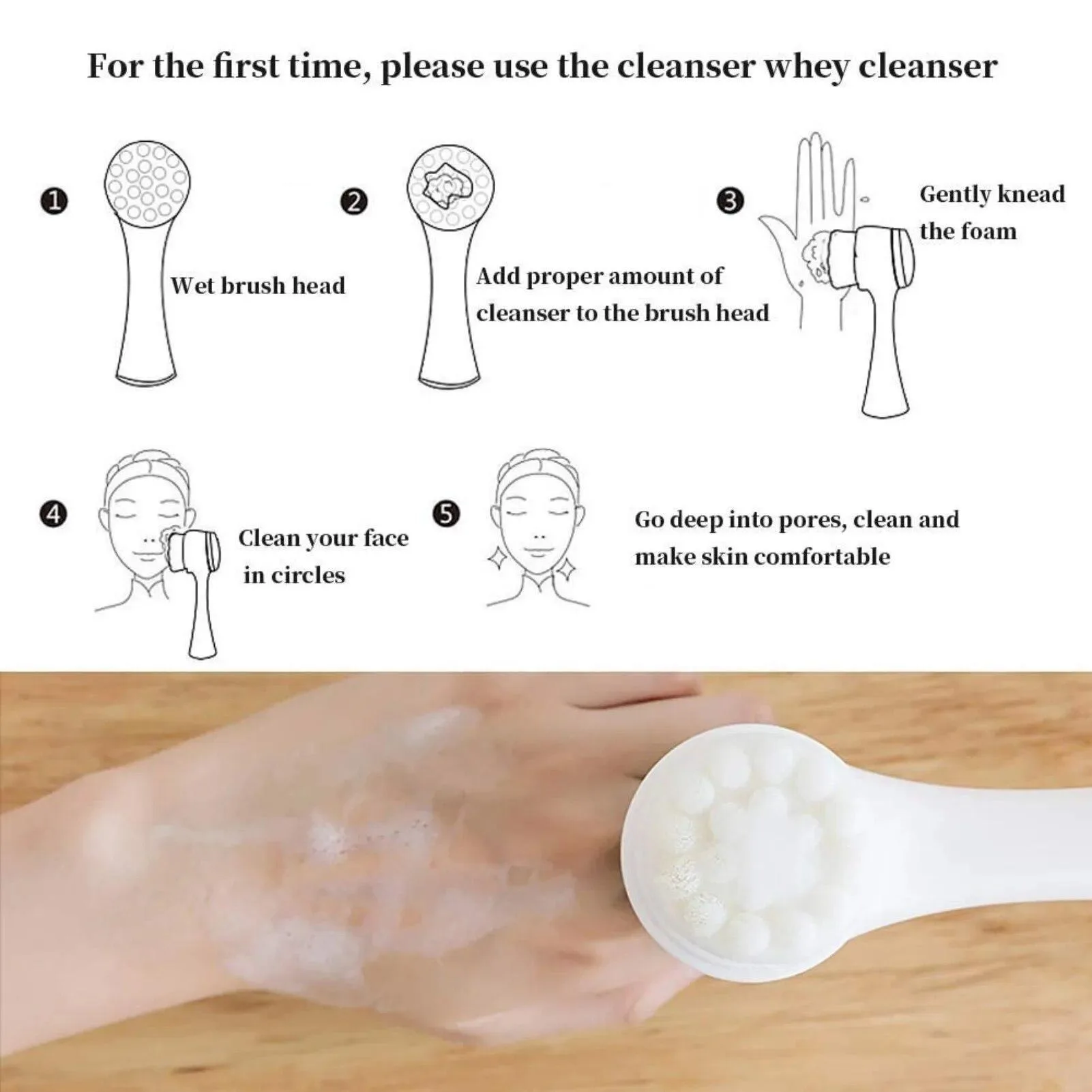 Ręczna szczoteczka do pielęgnacji twarzy 2 w 1, silikonowa szczoteczka do oczyszczania twarzy do głębokiego masażu i złuszczania porów.