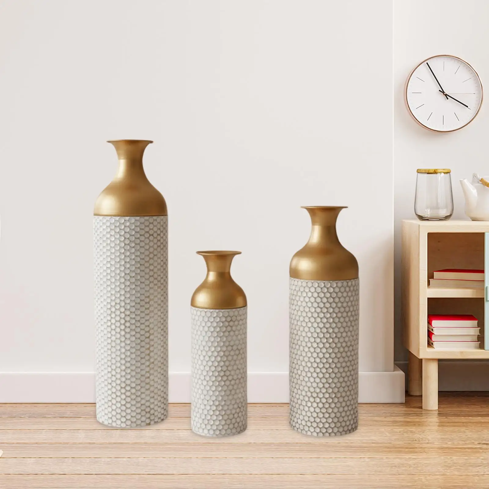 3 قطع زهرية زارع الزهور الجافة هدية عيد ميلاد تشكيلة زهور الحديد لعيد الحب رف المنزل المطبخ