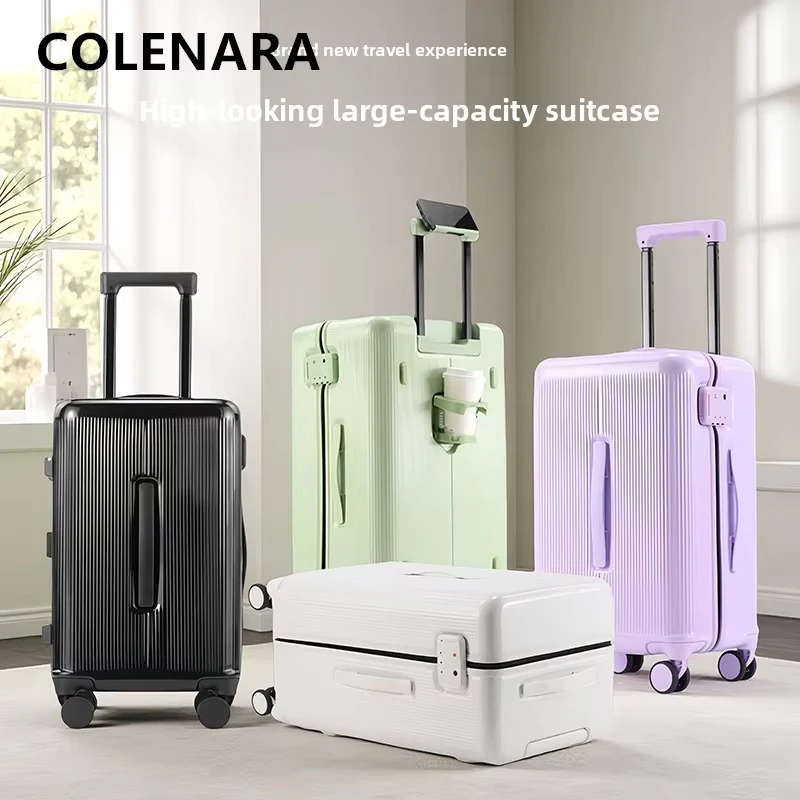 COLENARA High Quality Suitcase Women Boarding Box Men Trolley Case Large Capacity 20