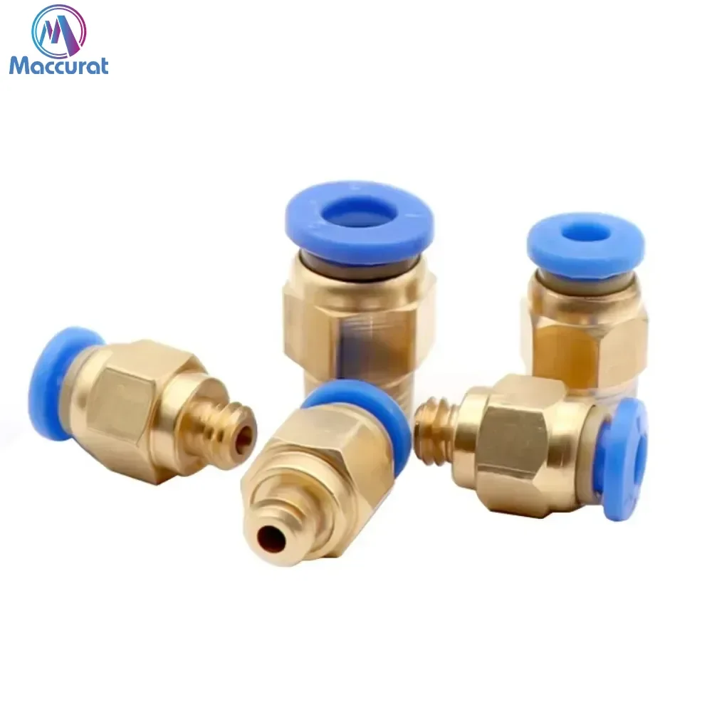 5Pcs PC4-M6 PC4-01 PC6-01 Pneumatic Connectors Brass Part for MK8 Tube Filament M6 M10 Feed Fitting Coupler 3D Printers Parts