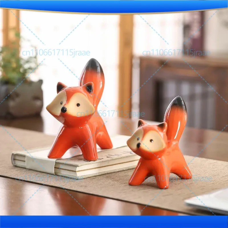 For Jingdezhen Ceramic Fox Ornament Creative Home Animal Ornament