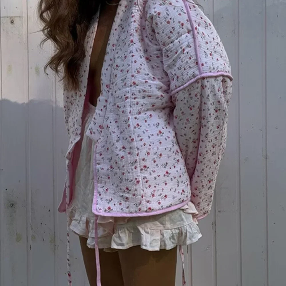 2025 Autumn and winter new fashionable women's clothing elegant design sense simple ethnic style slim fit printed cotton jacket