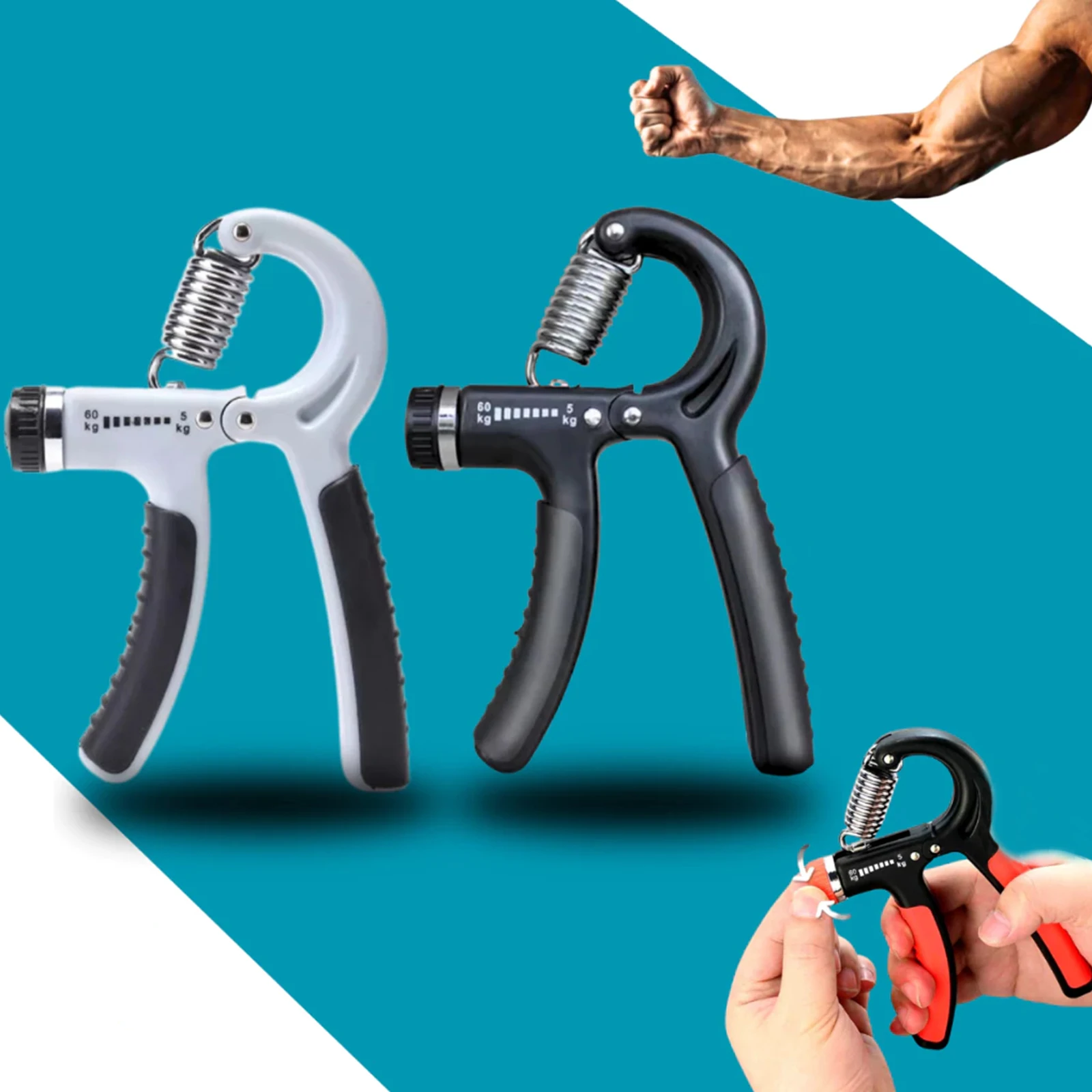 Hand Grip Profissional Ajustável 5-60Kg Fortalecer Antebraço Fisioterapia Reabilitação Com Contador