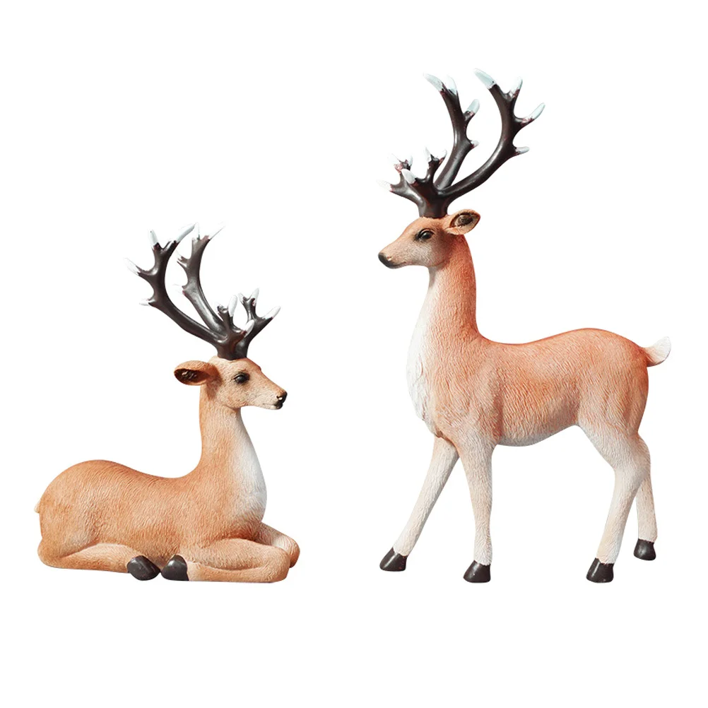 

1Pair Resin Elk Couple Household Decoration Crafts Desktop Ornament Suitable for Home Office Coffee Shop Bar Bedroom