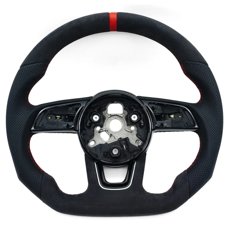 For Audi A4B9 S model, suede perforated steering wheel with red stitching and red return-to-center mark, sports style