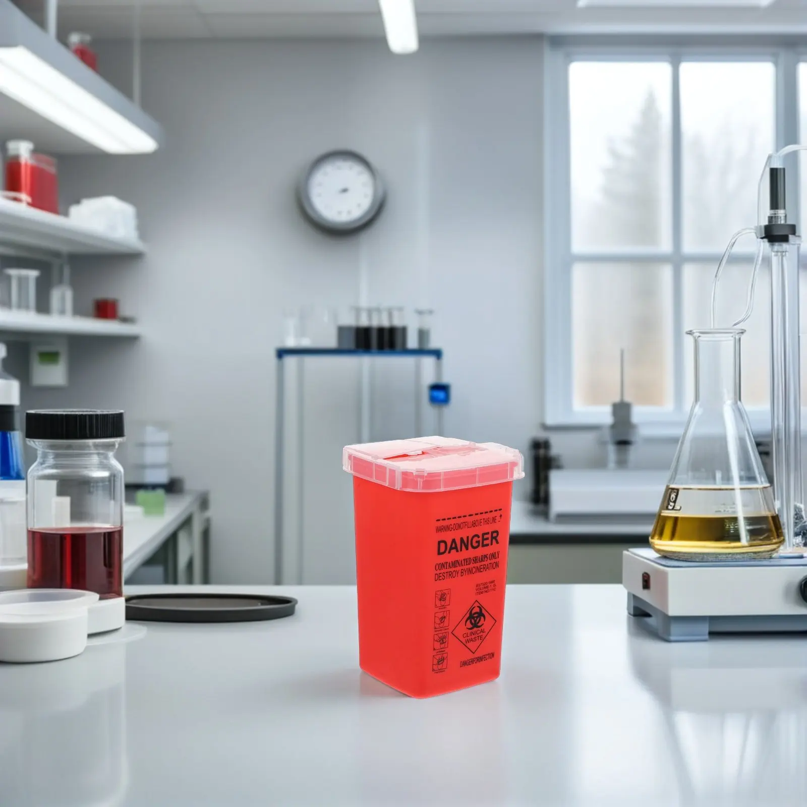 

5Pcs Needle Disposal Containers Strong Red Sharps Bin Small for Tattoo Needles Syringes Safe Medical in Studios