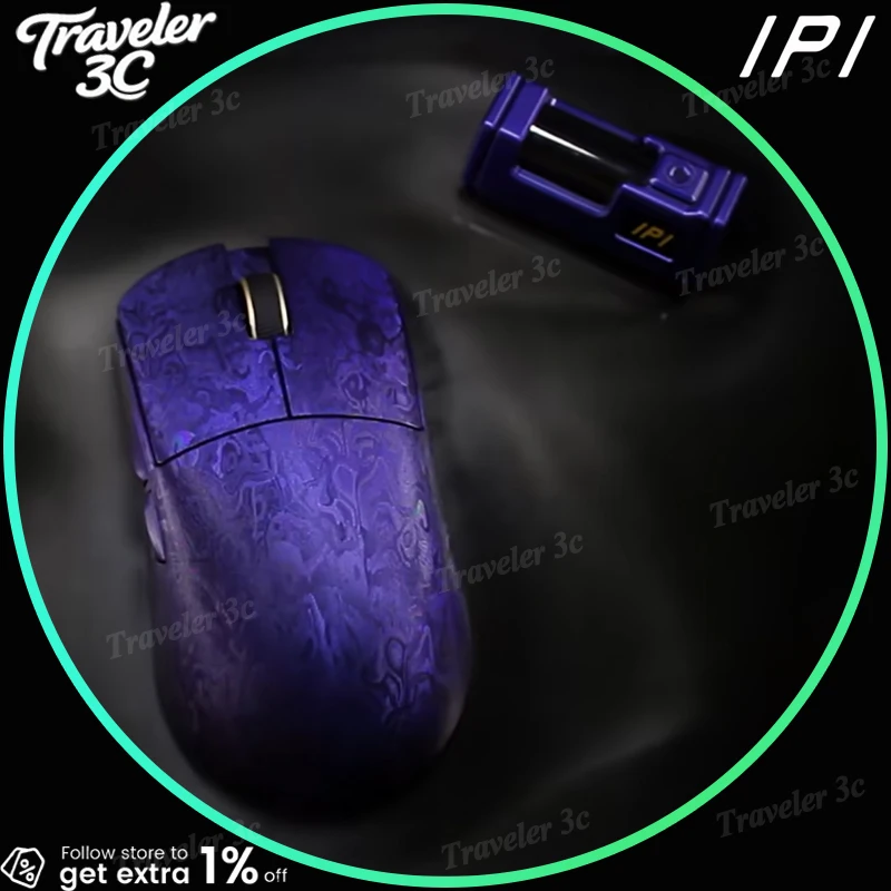 

NEW IPI Qi Mouse Three Mode Wireless Gaming Mouse Paw3950 8000Hz Polling Rate Carbon Fiber Gaming Mice Gamer Nordic52840 Gift