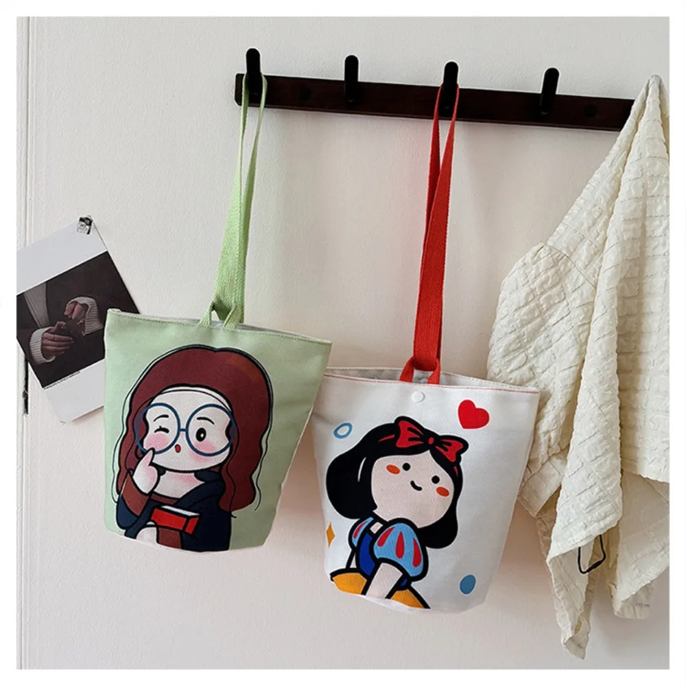 

Cartoon Hand-held Tote Bag Multi Color Small Handbag Large Capacity Canvas Makeup Lipstick Bags Women Girls