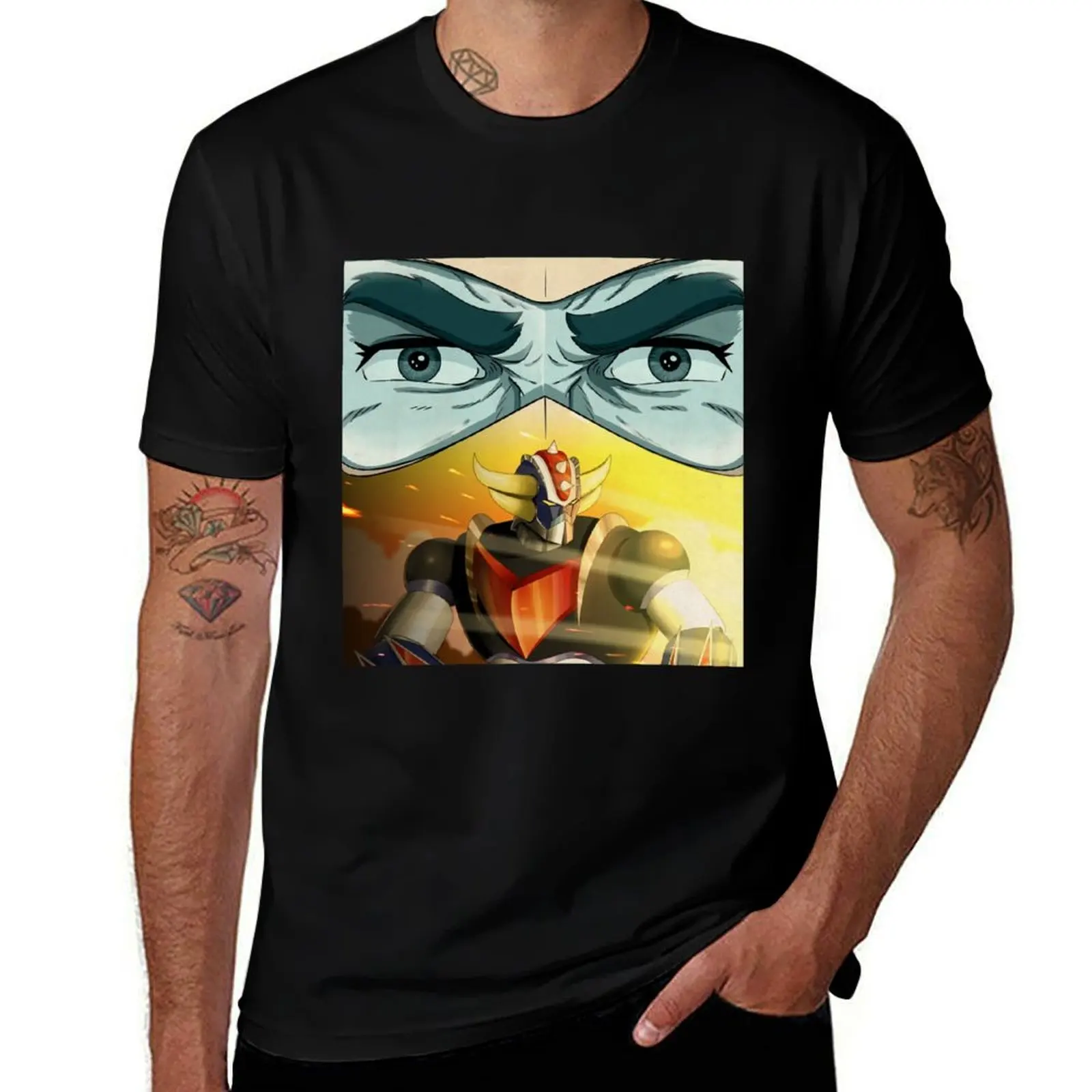 Goldrake Actarus T-Shirt Casual Loose Short Sleeve Tee for Men