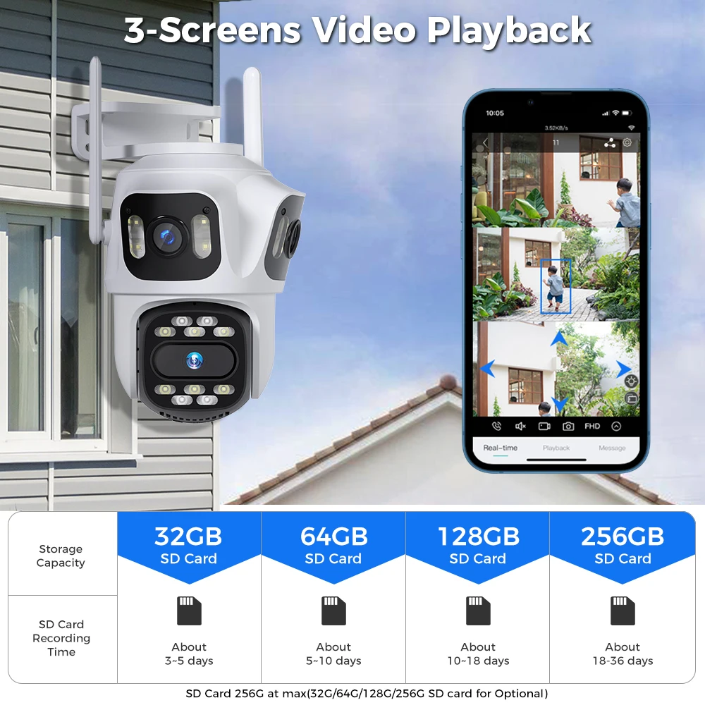 Imagem -06 - Hiseeu-ptz Câmera ip ao ar Livre Auto Tracking Video Surveillance Lens Screen Cctv P2p Icsee App 4k