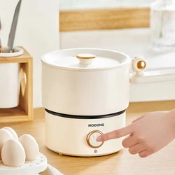 110V 220V Foldable Electric Cooking Pot 2L Multifunctional Electric Pan Hotpot Rice Cooker Non-stick Electric Skillet for Travel