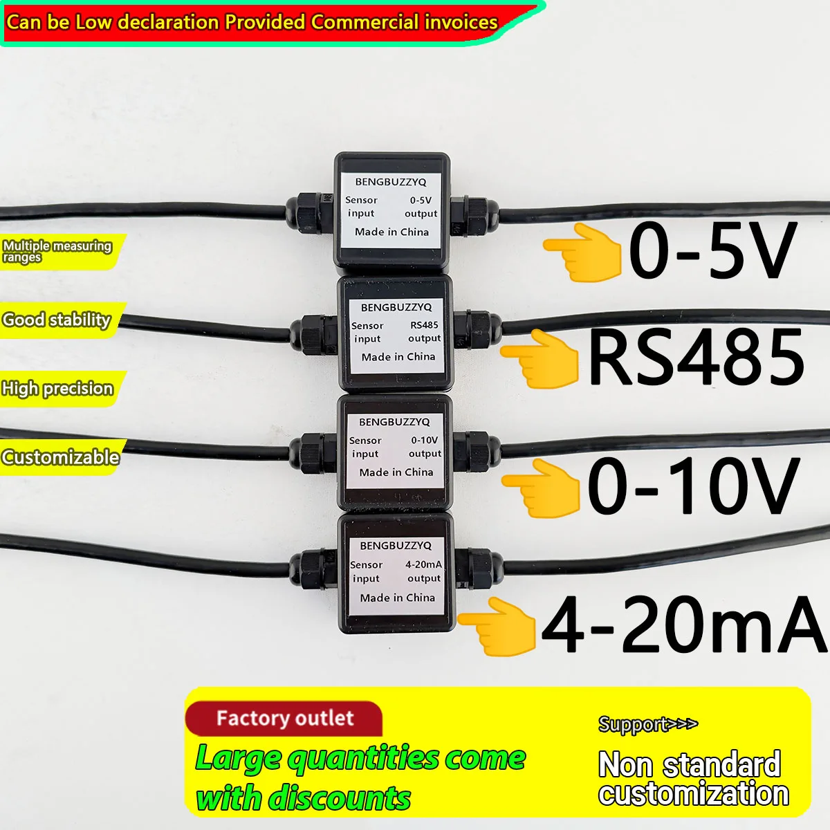 Load Cell Transmitter Amplifier Module 4-20mA 0-10V 0-5V Analog Output with Waterproof Junction Box for Weight Sensor Cell