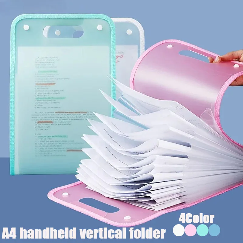 1-2PCS 13 Pocket A4 Expanding File Folder Portable Handled Accordion Organizer for Test Paper Homework School Home Office