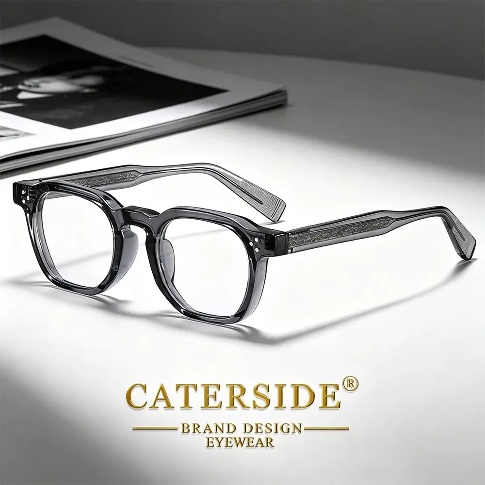 CATERSIDE Modische Herren-Quadratbrille mit Blaulichtfilter Federscharnier-Brillengestell Damen-Computer-Lesebrille Schutzbrille – Detail 1