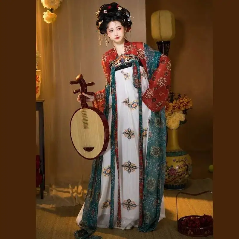

Ancient Tang Dynasty Chinese Costume Women Traditional Fairy Dress Hanfu Outfits Female Han Dynasty Elegant Performance Clothes