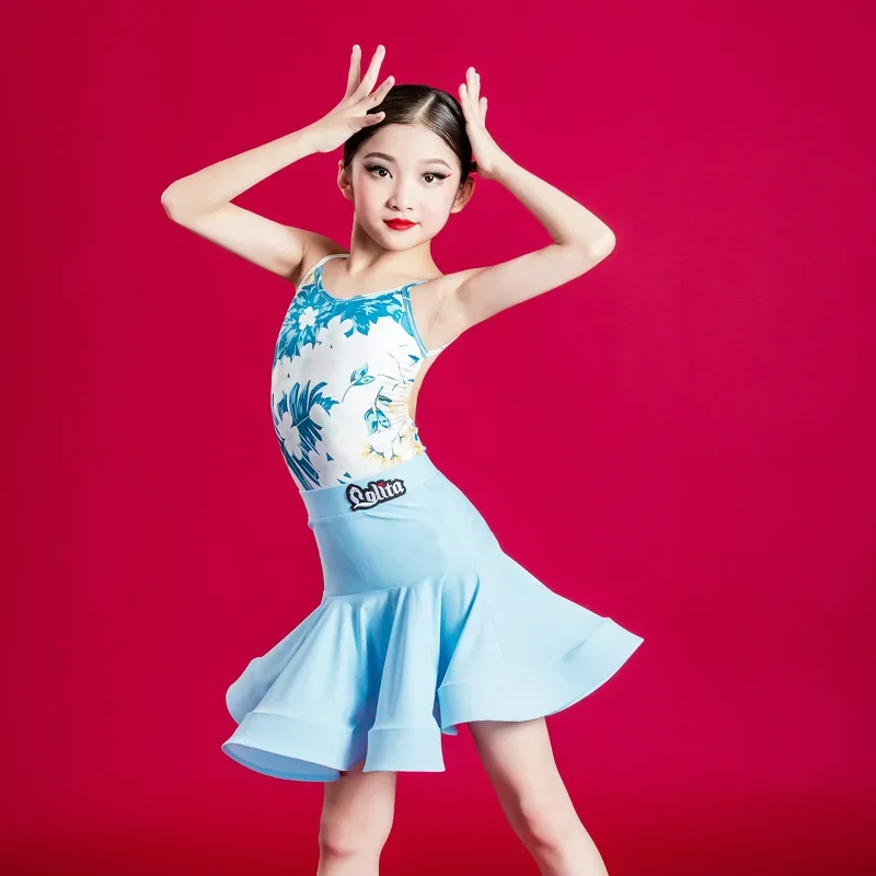 

New Latin Practice Set for Children's Summer Practice, Split Body Children's Training Class Clothing Set