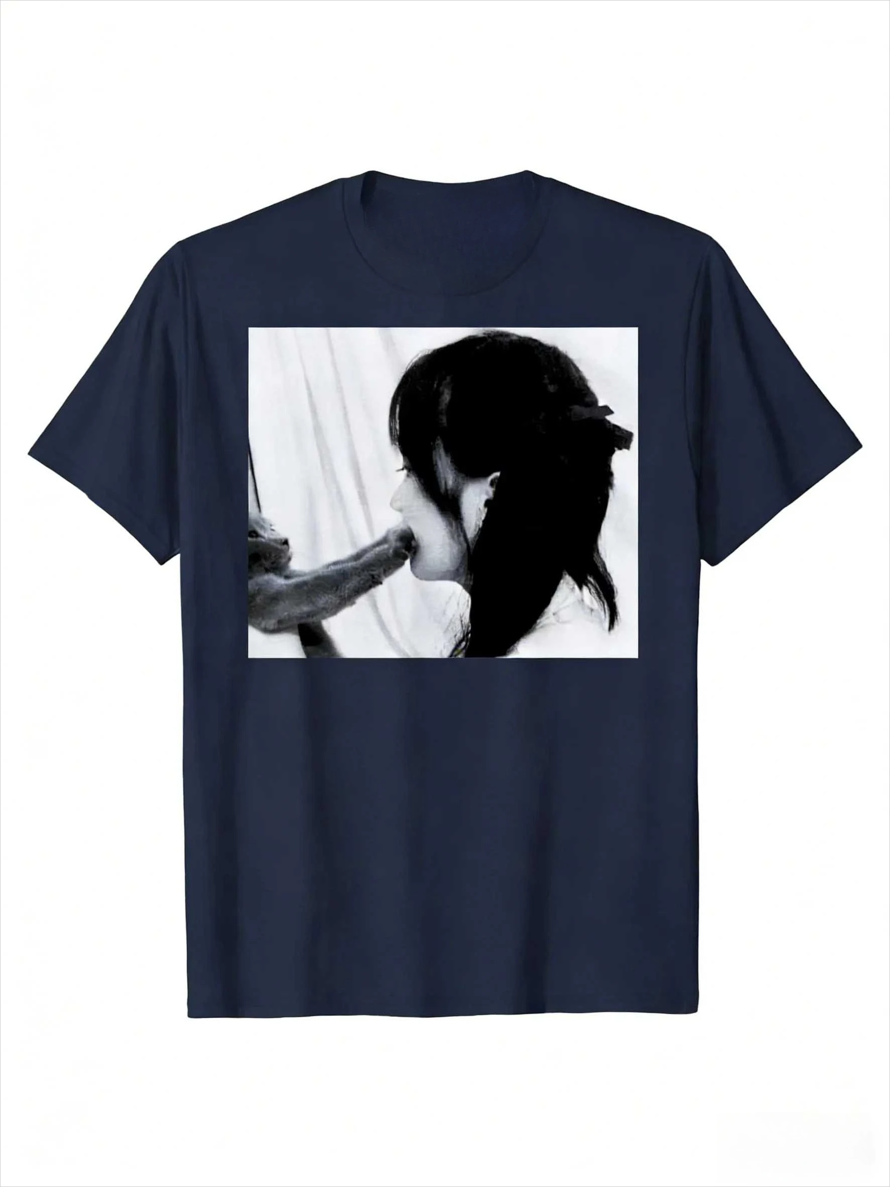 Fun Cat Pattern T-Shirt "Dirty Heart Cat" Design. Black Background with White Cat Pattern Is The Best Gift for Cat Lovers Tops image 4