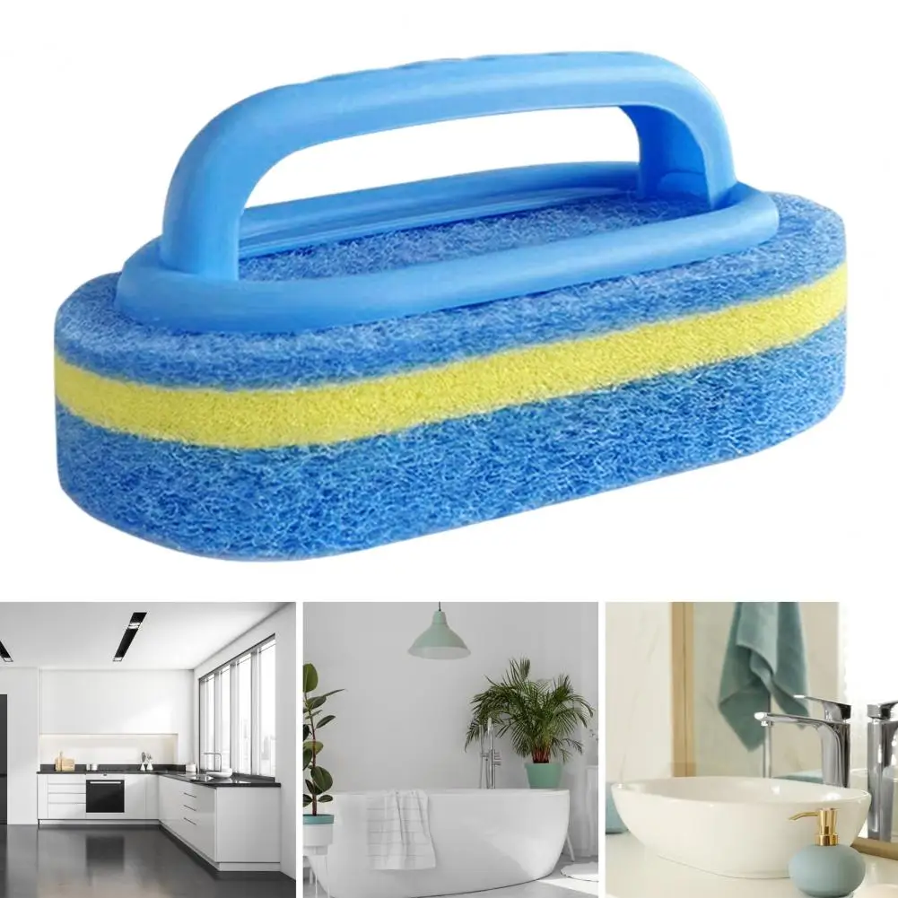 Bathroom Cleaning Sponge with Handle Scratch Free Reusable Widely Used Kitchen Scrubbing Sponge Residue Remover