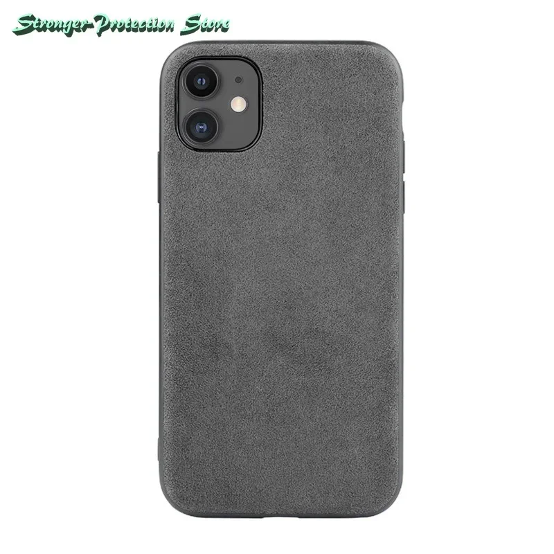 Italiaanse ALCANTARA lederen hoes voor iPhone 17 Pro Max, 16 Pro Max, 15 Pro Max, 14, 13, 12, 11, Xs Max, Xr. Luxe zakelijke telefoonhoes.