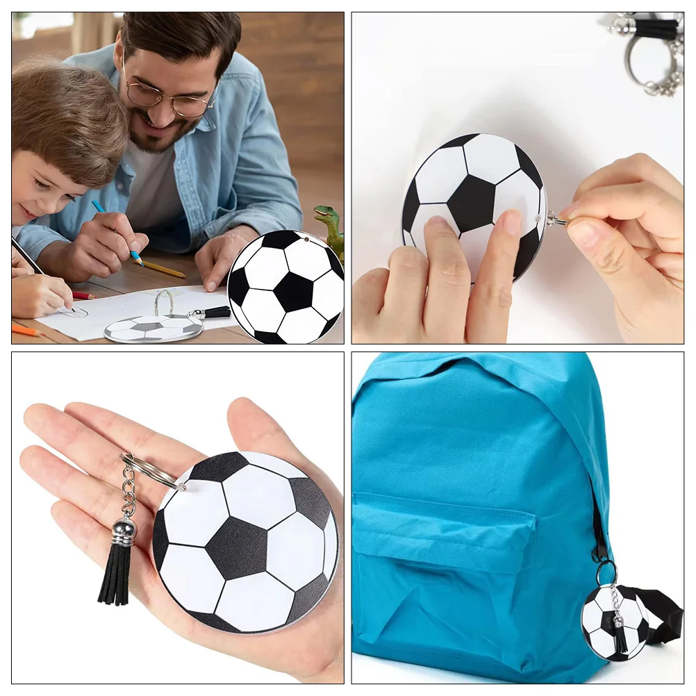 

20 Sets Diy Soccer Keychains Sports Ball Key Ring Pendant For Backpacks Bags Decorative Key Chain Football Gifts Kids Portable