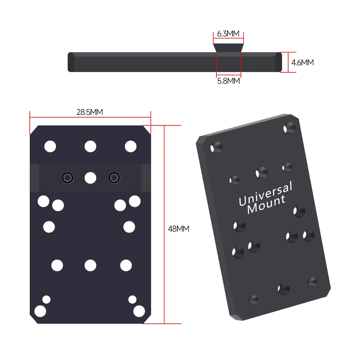  Tactical Metal Universal Mount Mini Red Dot Sight Base M3 Screw Kit M3 8/10/12mm Compatible Adapter For 17 19