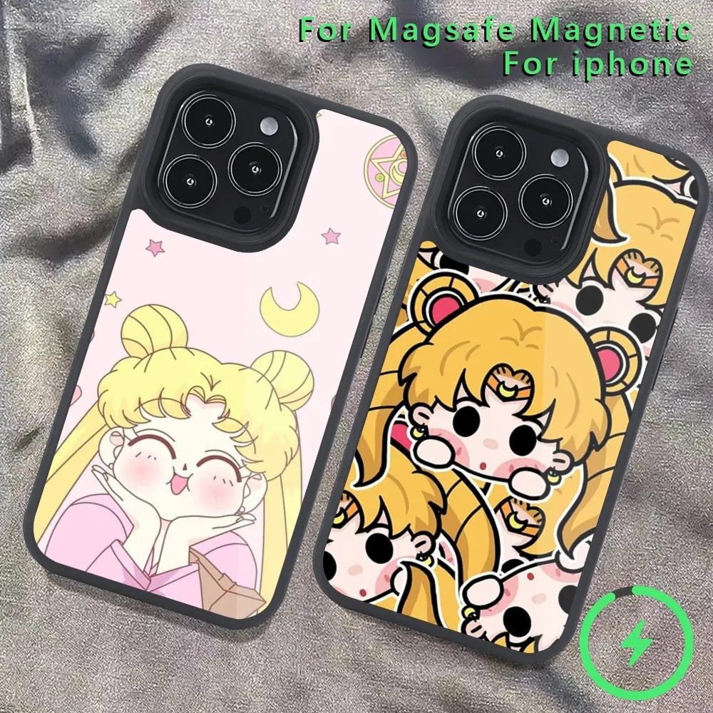 Bilibili S-SAILOR MOON Phone Case  For iPhone 14 13 12 11 15 Pro Max Magsafe Wireless Charge Plus Mini Cover