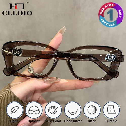 Imagen 2 del producto CLLOIO, nueva moda, gafas graduadas progresivas antiluz azul, gafas fotocromáticas cuadradas para miopía óptica para mujer, gafas fotocromáticas para exteriores